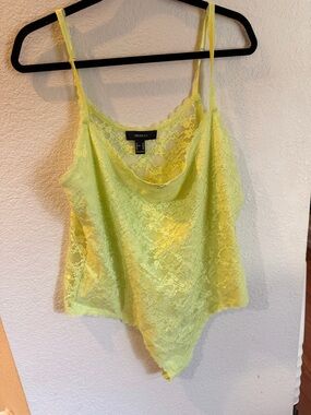 Forever 21 Neon Yellow Lace Cami Bodysuit